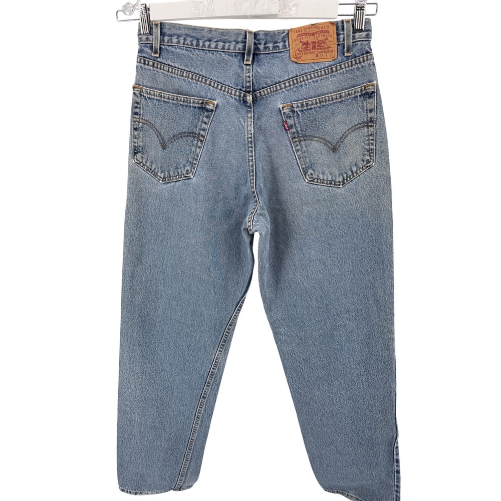 Levi 550 Relaxed Fit Jeans Mens Real Measurements W32 L32‎ Blue Denim Distressed